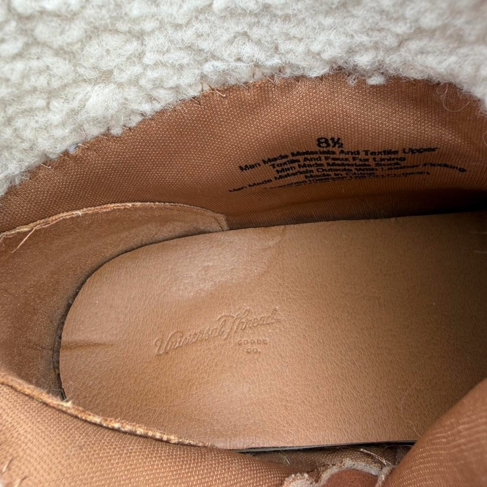 Universal Thread Brown Leather Shearling Ankle Bo… - image 4